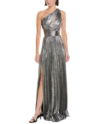 Marchesa Notte Metallic Lame One-Shoulder