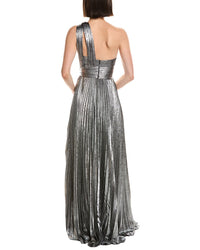 Marchesa Notte Metallic Lame One-Shoulder