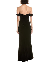Marchesa Notte Off-The-Shoulder Velvet Maxi Dress