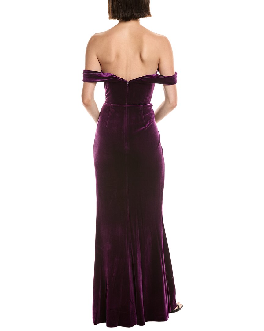 Marchesa Notte Off-The-Shoulder Velvet Maxi Dress