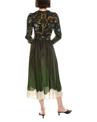 Marchesa Notte Printed Georgette Midi Dress