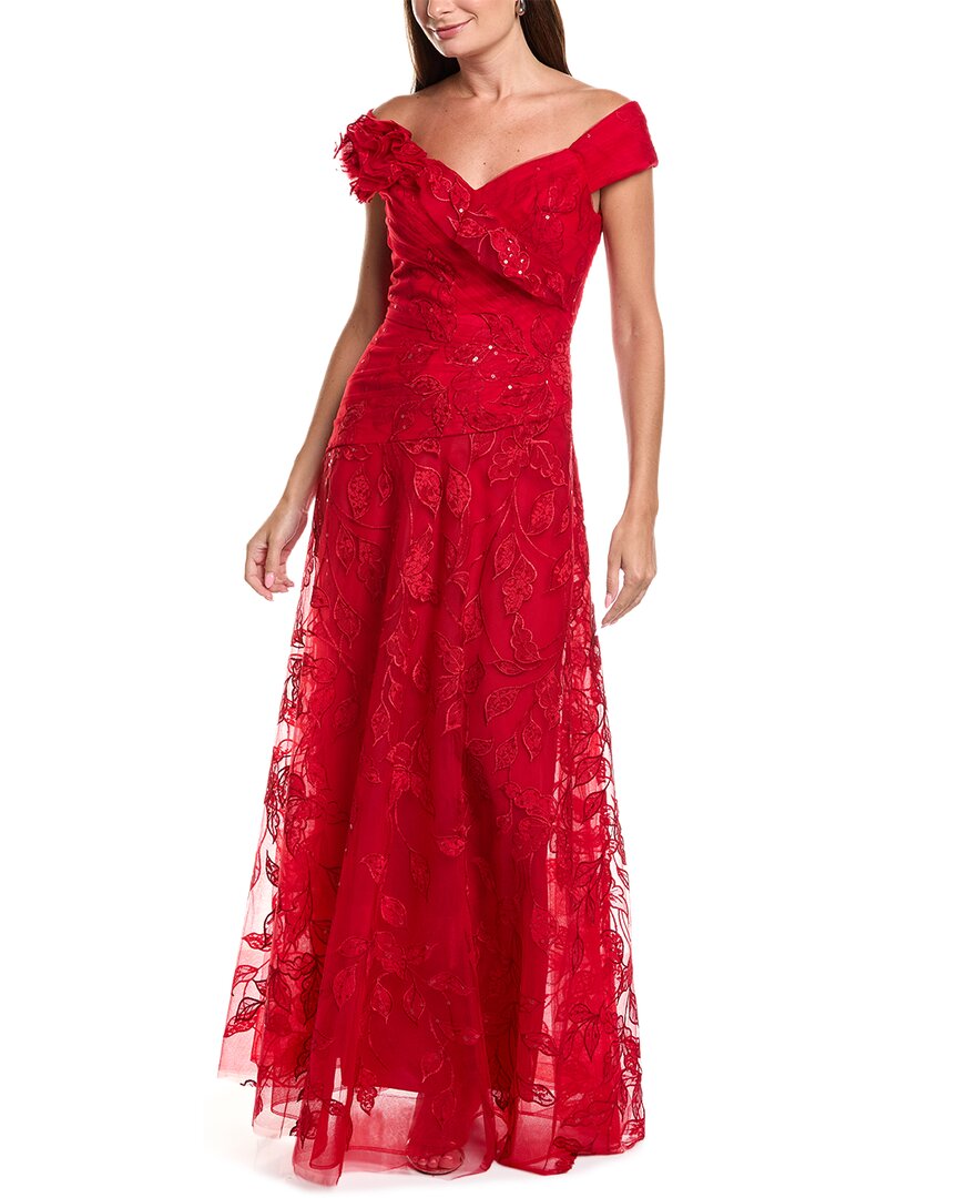Teri Jon by Rickie Freeman Teri Jon By Rickie Freeman Lace Sweetheart Bodice Off-Shoulder Gown