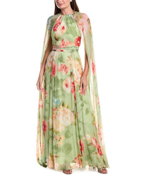 Teri Jon by Rickie Freeman Teri Jon By Rickie Freeman Chiffon Floral Cape Gown