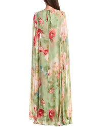 Teri Jon by Rickie Freeman Teri Jon By Rickie Freeman Chiffon Floral Cape Gown