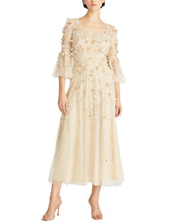 Theia Zolene Embellished Midi Dress Brown