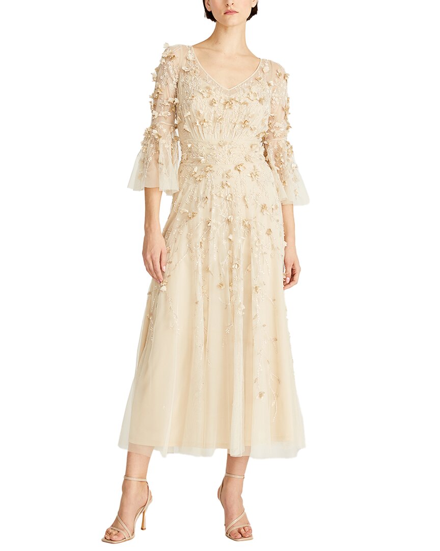 Theia Zolene Embellished Midi Dress Brown