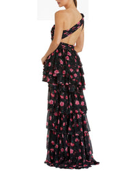 Mac Duggal Floral One Shoulder High Low Dress