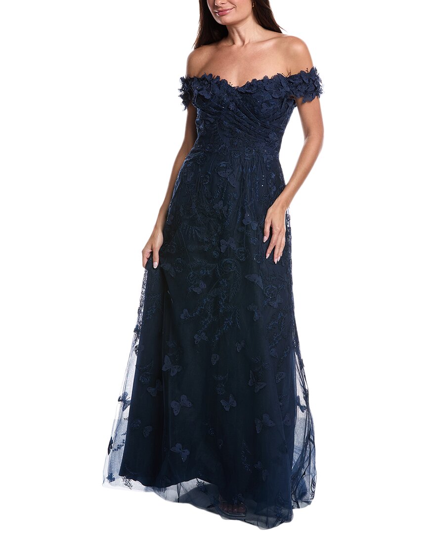 Teri Jon By Rickie Freeman Butterfly Applique Gown