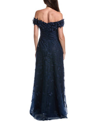 Teri Jon By Rickie Freeman Butterfly Applique Gown