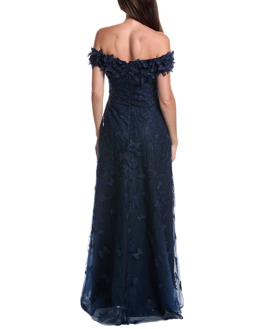 Teri Jon By Rickie Freeman Butterfly Applique Gown