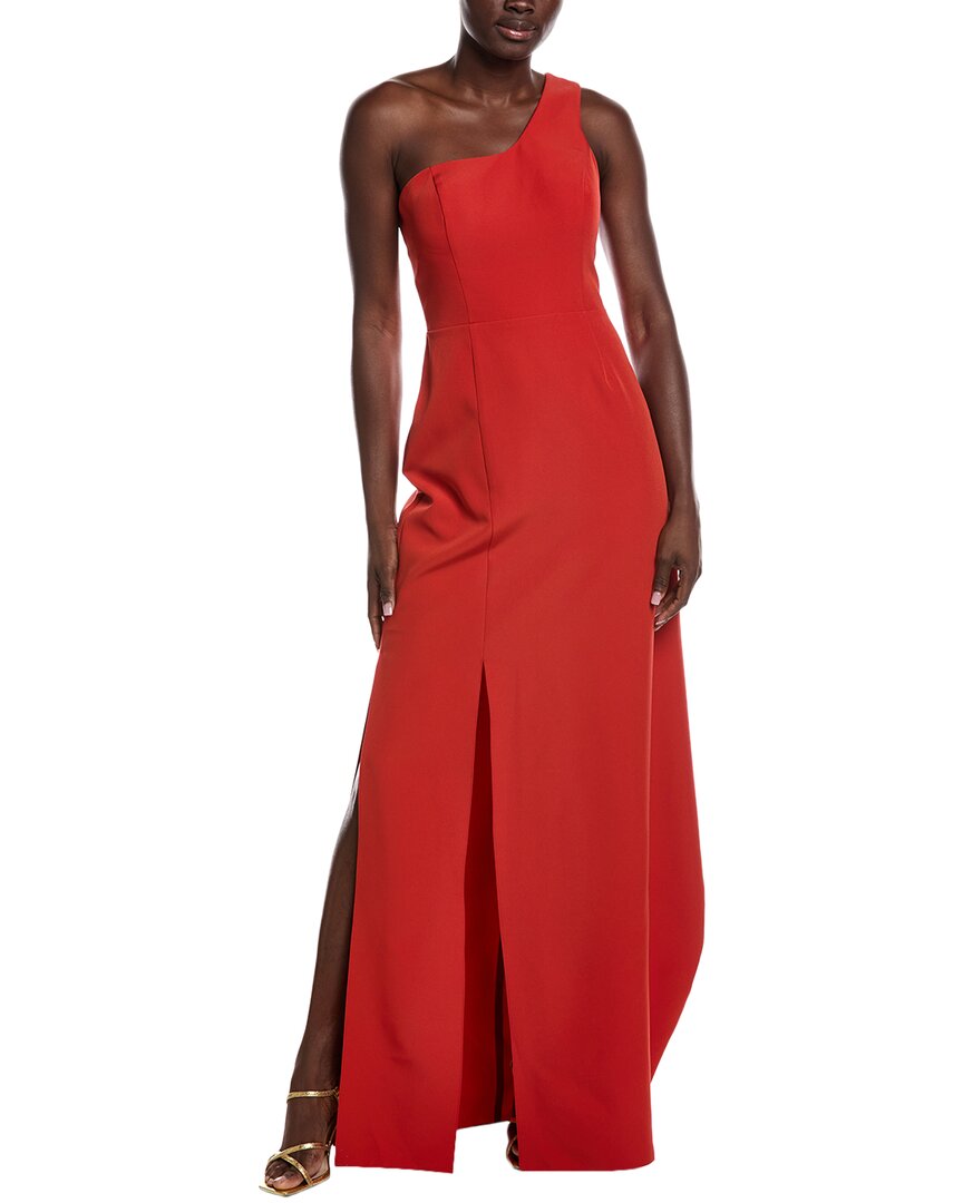 Rene Ruiz One-Shoulder Crepe Gown