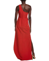 Rene Ruiz One-Shoulder Crepe Gown