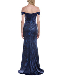 Rene Ruiz Printed Stretch Crepe Mermaid Gown