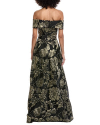 Rene Ruiz Off-The-Shoulder Jacquard Gown