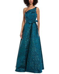 Rene Ruiz One-Shoulder Jacquard Gown