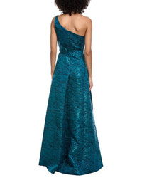 Rene Ruiz One-Shoulder Jacquard Gown