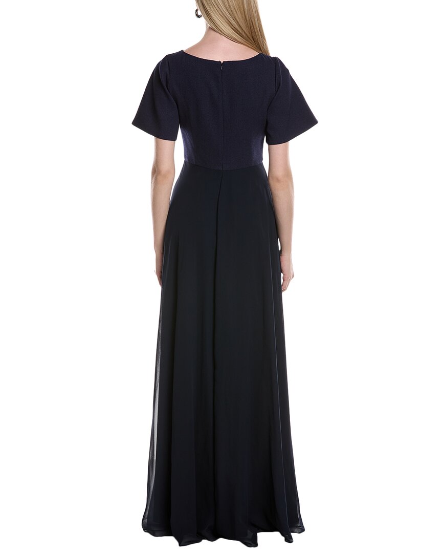 Rene Ruiz Boat Neck Chiffon A-Line Gown