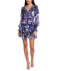 Marchesa Notte Silk-Blend Mini Dress