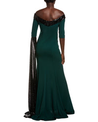 Rene Ruiz Sequin Crepe Gown
