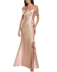 Rene Ruiz Off-Shoulder Fit & Flare Gown