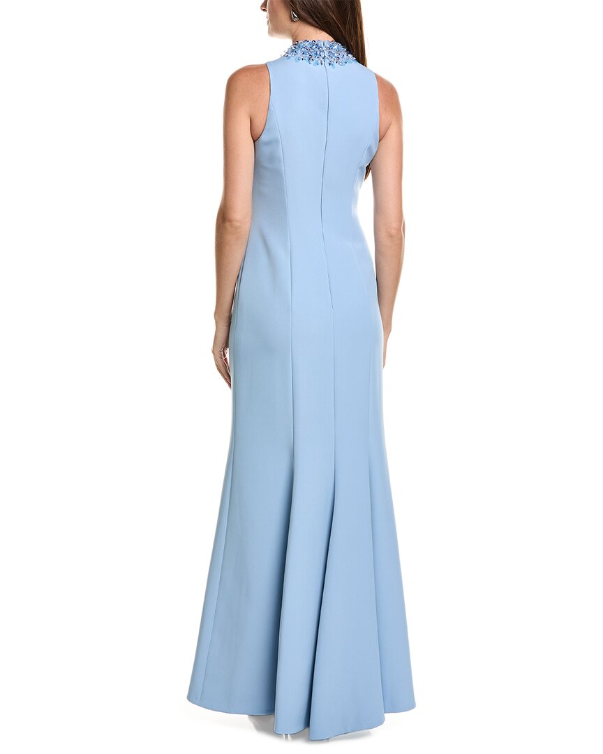 Teri Jon by Rickie Freeman Teri Jon By Rickie Freeman Crepe Funnel Beaded Neck Column Gown