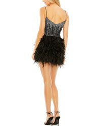 Mac Duggal Short Sequin Feather Cocktail Mini Dress