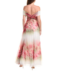 Badgley Mischka Gathered Chiffon Gown