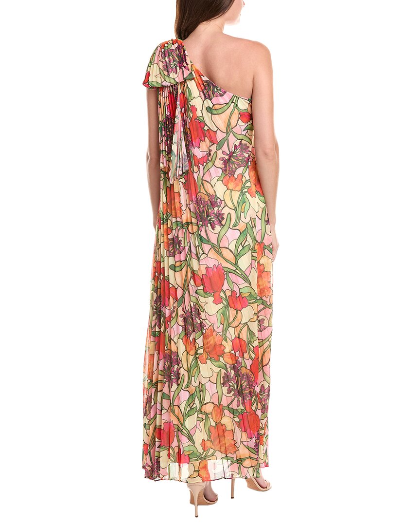 Badgley Mischka Pleated One-Shoulder Gown