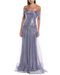 Rene Ruiz Rene Ruiz Off-Shoulder Metallic Gown