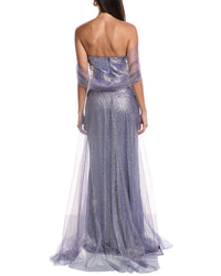 Rene Ruiz Rene Ruiz Off-Shoulder Metallic Gown