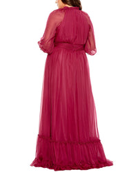 Mac Duggal Plus Puff Sleeve Tiered A-Line Dress