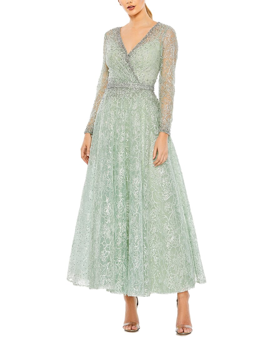 Mac Duggal Embellished Wrap Over Midi Gown