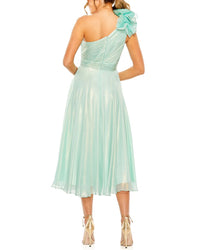 Mac Duggal One-Shoulder Tea-Length Dress