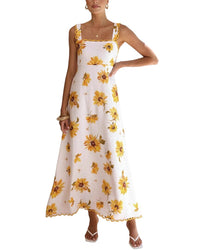 Amina Glam Sleeveless Printed Linen-Blend Maxi Dress