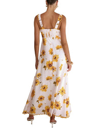 Amina Glam Sleeveless Printed Linen-Blend Maxi Dress