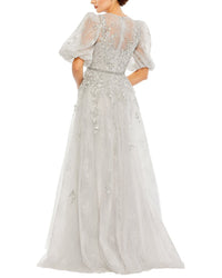 Mac Duggal Womens Embellished Puff Sleeve A-Line Gown, 10