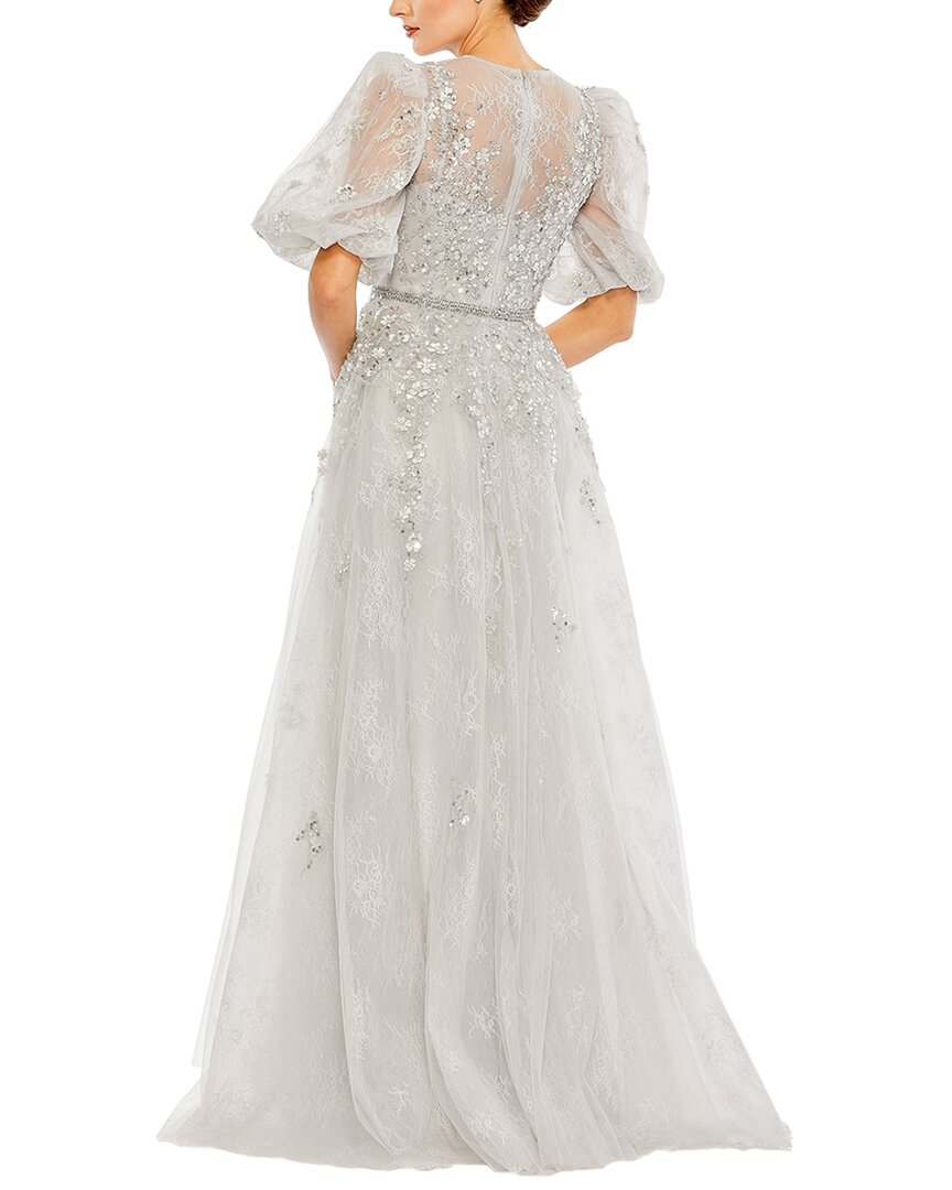 Mac Duggal Womens Embellished Puff Sleeve A-Line Gown, 10