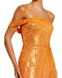 Mac Duggal Mac Duggal One Shoulder Mesh Sequin Gown