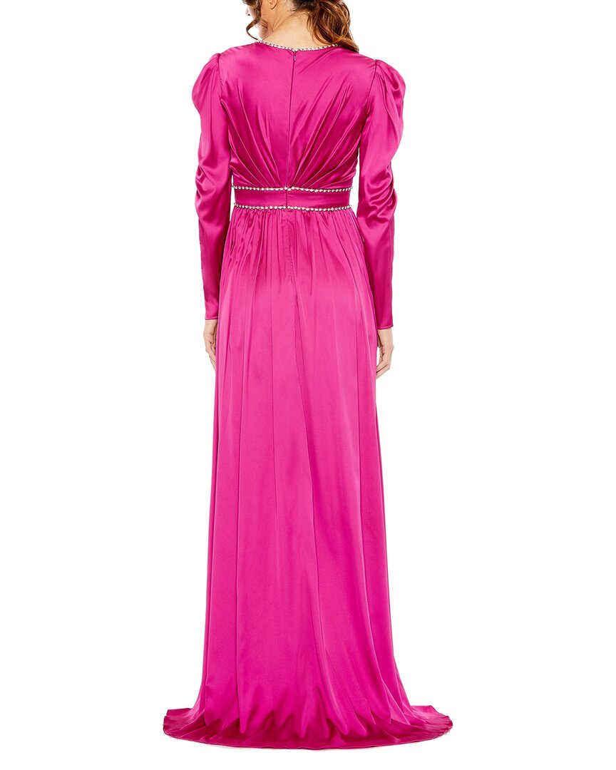 Mac Duggal Puff Shoulder Rhinestone Encrusted Dress