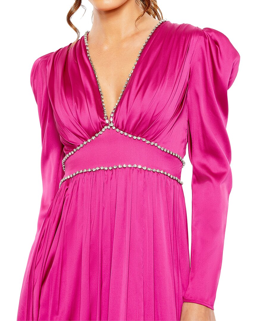 Mac Duggal Puff Shoulder Rhinestone Encrusted Dress