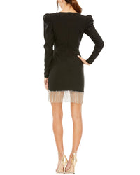 Mac Duggal Beaded Fringe Hem Mini Dress