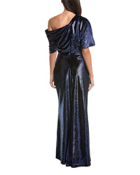 Amsale One-Shoulder Velvet Gown