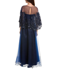Theia Ginny Beaded Capelet Gown