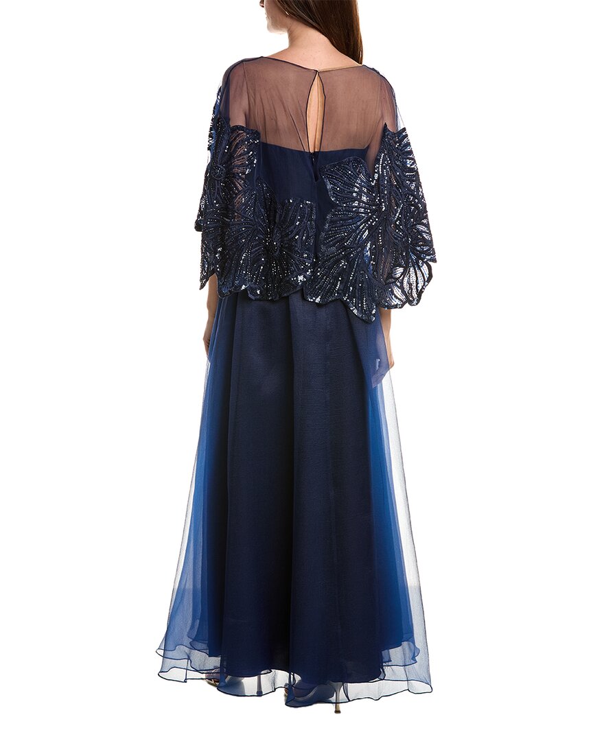 Theia Ginny Beaded Capelet Gown