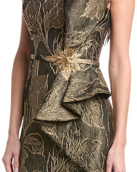 Rene Ruiz Strapless Metallic Jacquard Gown