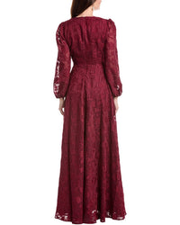 Rene Ruiz Bishop Sleeve Ornate Texture Empire Gown