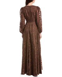 Rene Ruiz Bishop Sleeve Ornate Texture Empire Gown