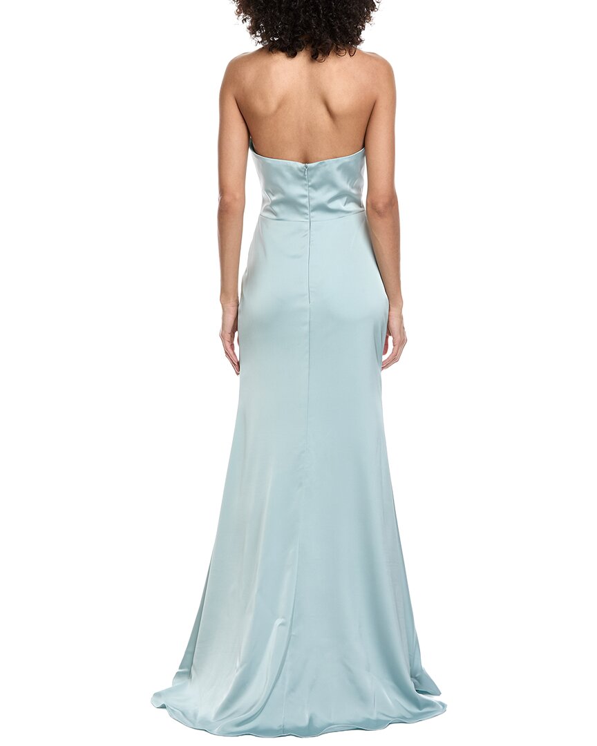 Rene Ruiz High-Neck Stretch Crepe Column Gown
