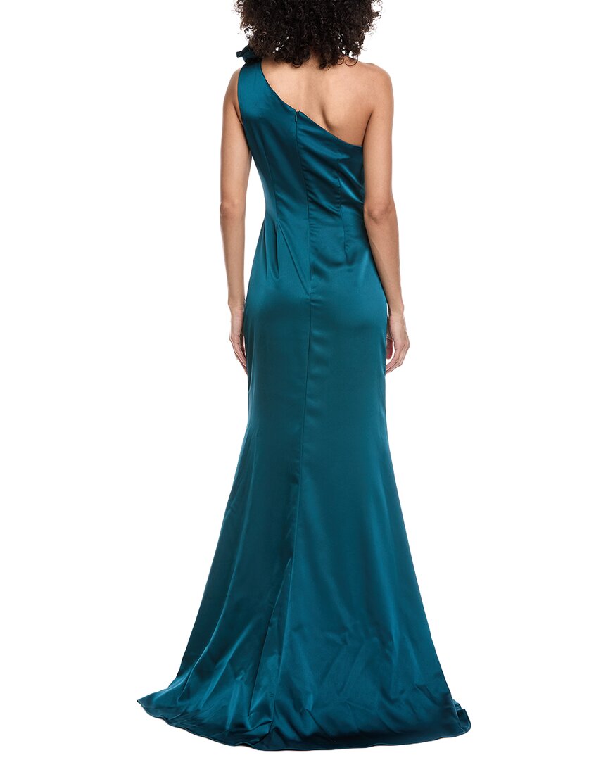 Rene Ruiz One-Shoulder Satin Column Gown