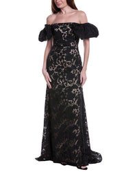 Rene Ruiz Floral Embroidered Gown
